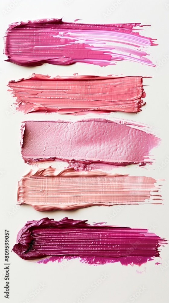 Swatch of lipstick set of shades pink and red color with texture composition smudge on background Swatch of lipstick set of shades pink and red color with texture composition smudge on background