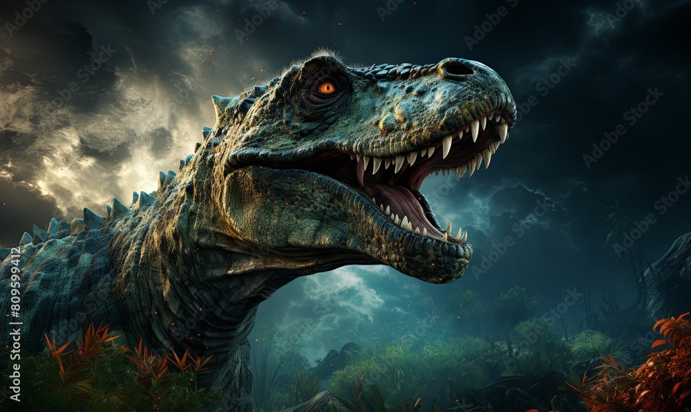 Close Up of Dinosaur Roaring Close Up of Dinosaur Roaring