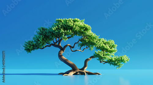 3D garden tree elements illustration  spring 3D tree scene concept background