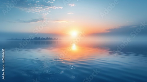 Serene sunrise over calm lake symbolizing new beginnings and hope