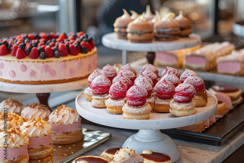 A chef making pastry on the table at bakery