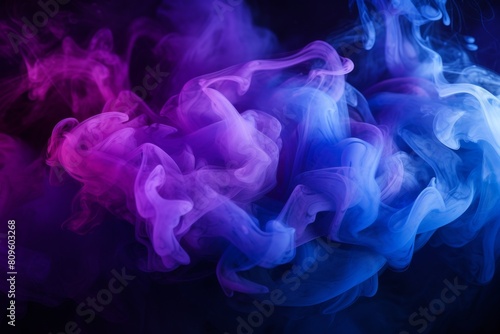 Abstract Colorful Smoke Swirls In Motion On Dark Background. Generative AI
