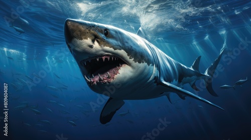 Shark with mouth open in water