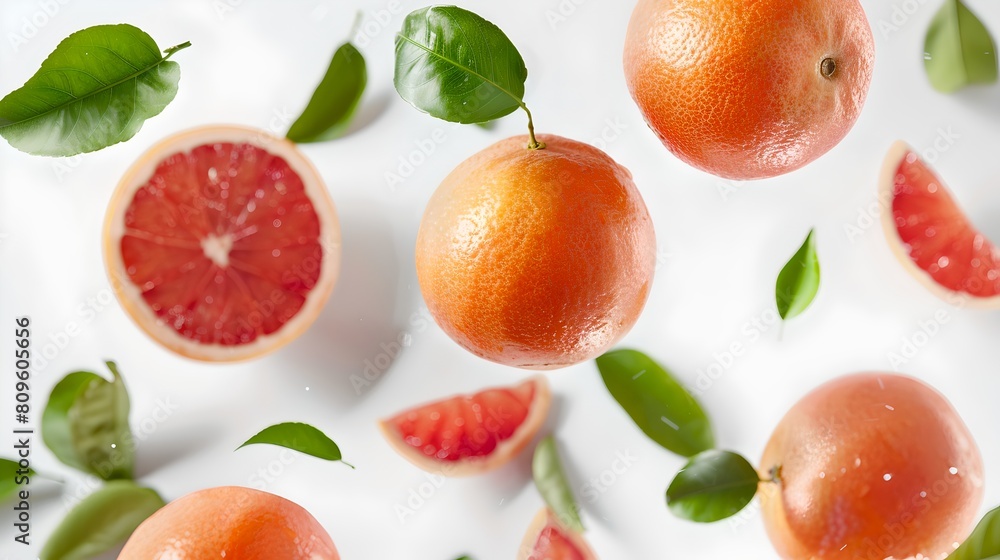 Fresh Citrus Fruit Assortment on White Background with Copy Space. Healthy Eating Concept with Oranges and Grapefruits. Vibrant Colors and Freshness in Food Photography Style. AI