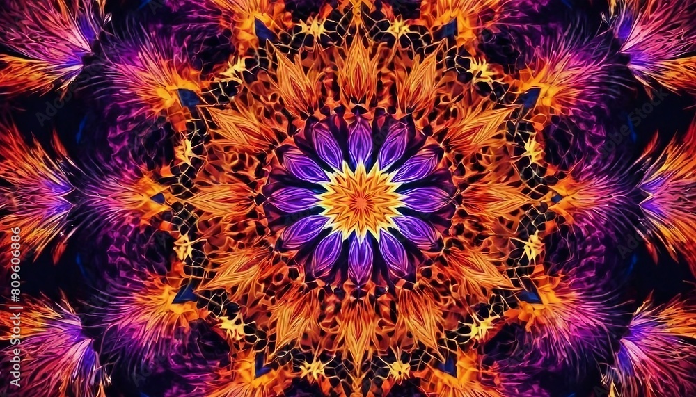 Mesmerizing Symmetry: Abstract Geometric Kaleidoscope Background, Boasting Intricate Patterns and Perfect Symmetry for a Captivating Visual Experience.
