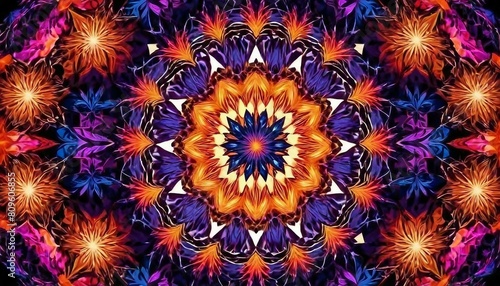 Mesmerizing Symmetry  Abstract Geometric Kaleidoscope Background  Boasting Intricate Patterns and Perfect Symmetry for a Captivating Visual Experience. 