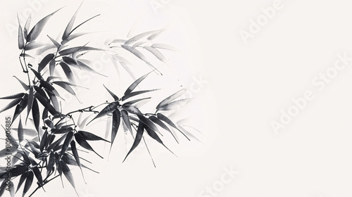 Chinese style ink bamboo background decorative painting, abstract mountain forest bamboo poetic ink painting scene illustration
