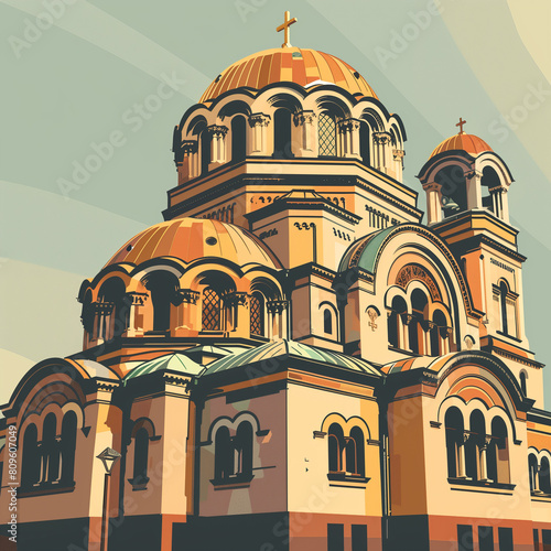 Wallpaper Mural illustration, Alexander Nevski cathedral, Sofia. Must-see touristic spot in Sofia, the capital city of bulgaria, europe. Catholic-orthodox church. Tourist hot-spot. Torontodigital.ca