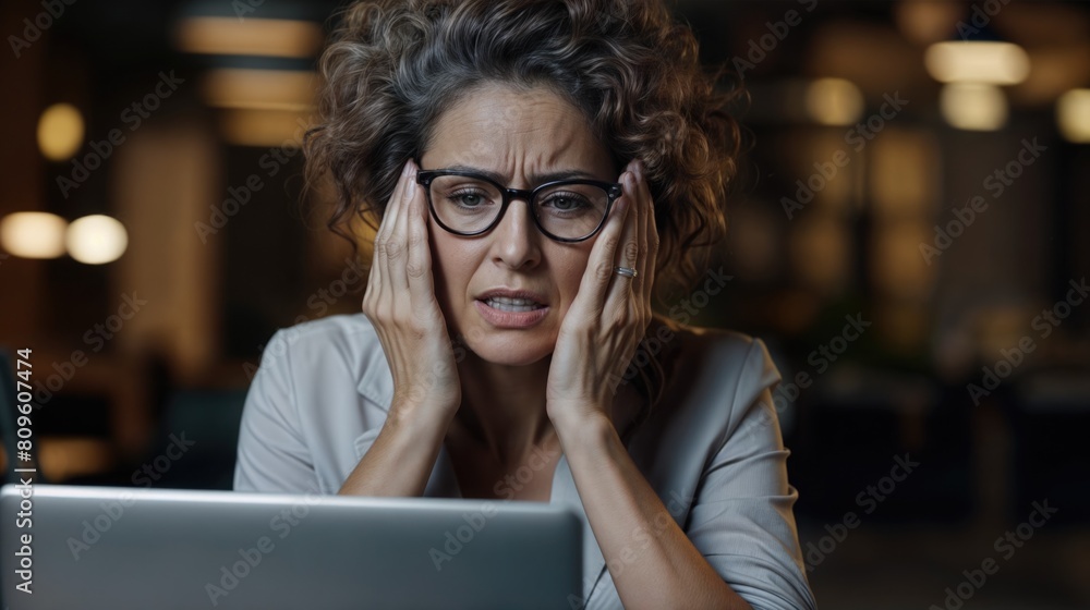 Worried fatigued mature businesswoman Worried fatigued mature businesswoman