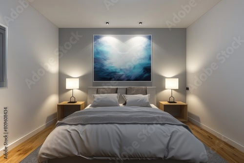Luxury bedroom with soft and comfy neat bed with natural lighting  expensive and luxury art and paint work.