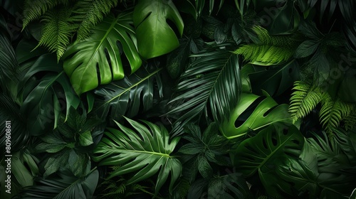 The Lush Greenery of Tropical Leaves in Nature's Embrace. Generative AI photo