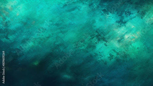 Abstract Aquatic Texture With Shades of Teal and Dark Splatters. Generative AI