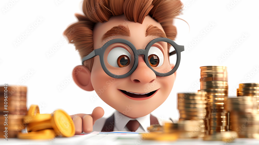 3D cute cartoon icon as Financial Consultant Analyzing Investment Portfolios concept as A financial consultant analyzes investment portfolios to advise on the best strategies for a 3D cute cartoon icon as Financial Consultant Analyzing Investment Portfolios concept as A financial consultant analyzes investment portfolios to advise on the best strategies for a