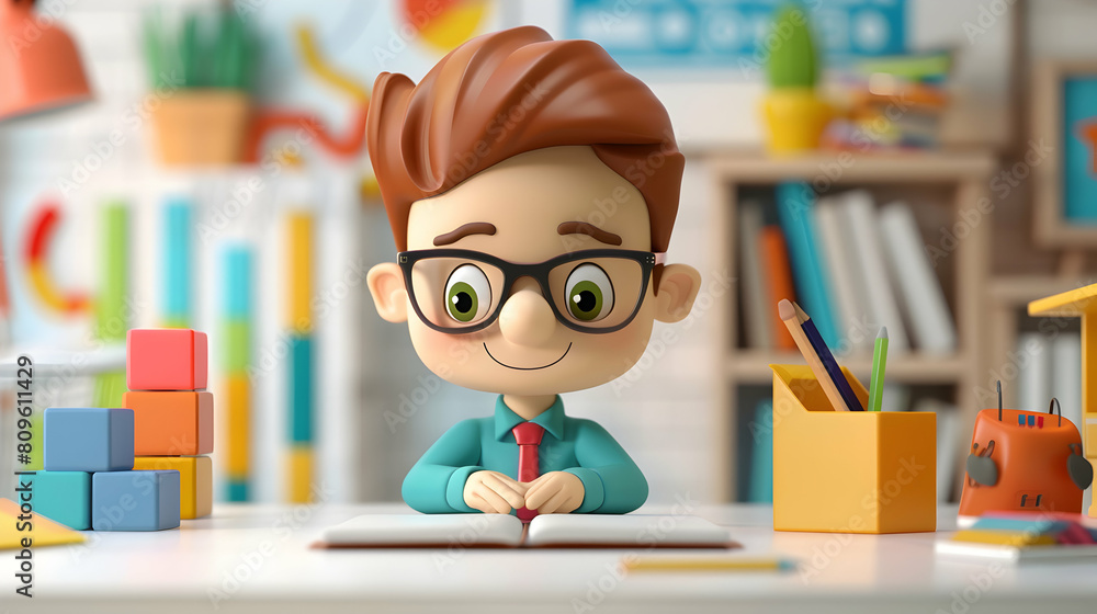 3D cute cartoon icon as Market Entry Strategist Analyzing New Markets concept as A market entry strategist analyzes new markets to develop strategies for successful business expans