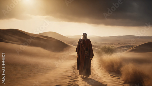 Obraz na płótnie silhouette of a person in the desert w salonie