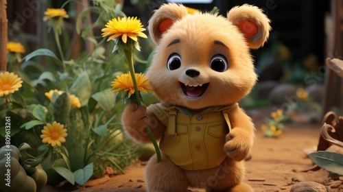 teddy bear with flower © Murtaza03ai
