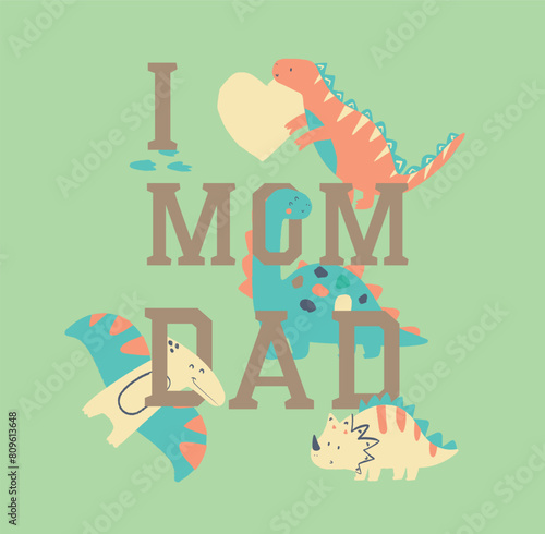 cute and cool dinosaur vector drawing with typo for graphic tee print  © Pinkmushroom