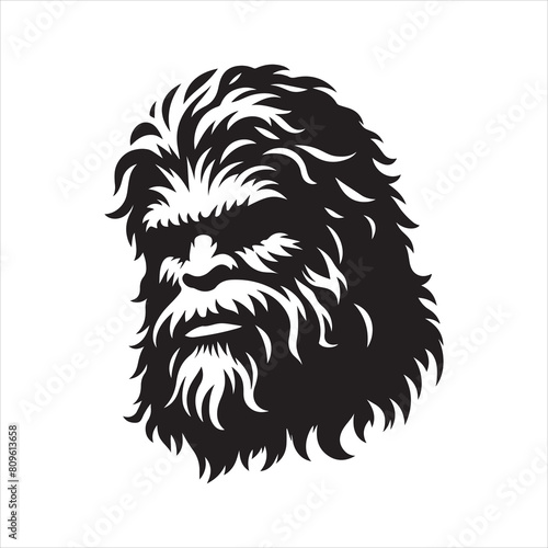 Bigfoot face, Sasquatch face yeti head, vector illustration on a white background