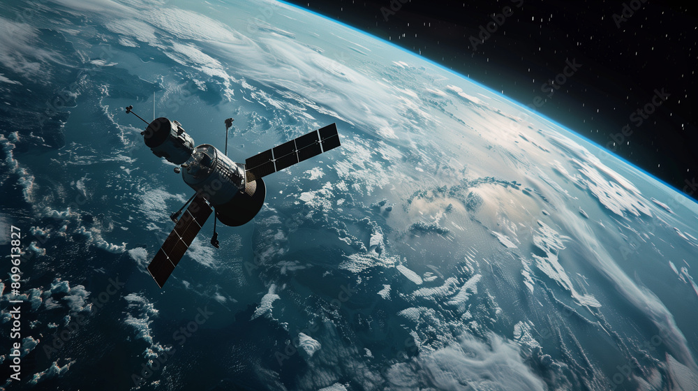 Fototapeta premium Satellite Orbiting Earth in High Definition