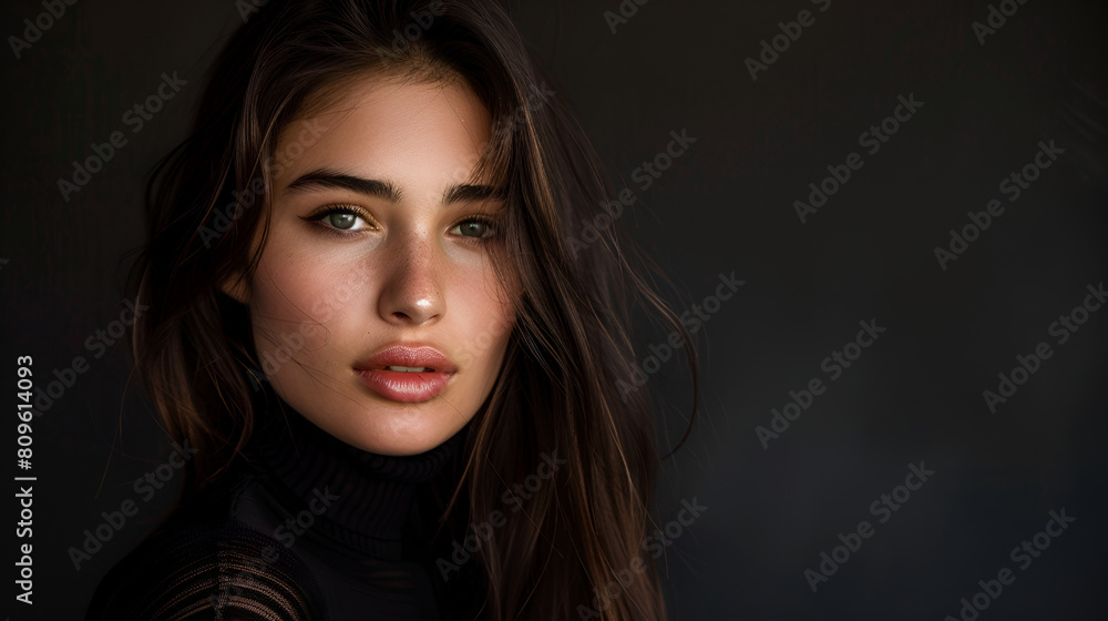 portrait of a lovely brunette on the dark background portrait of a lovely brunette on the dark background
