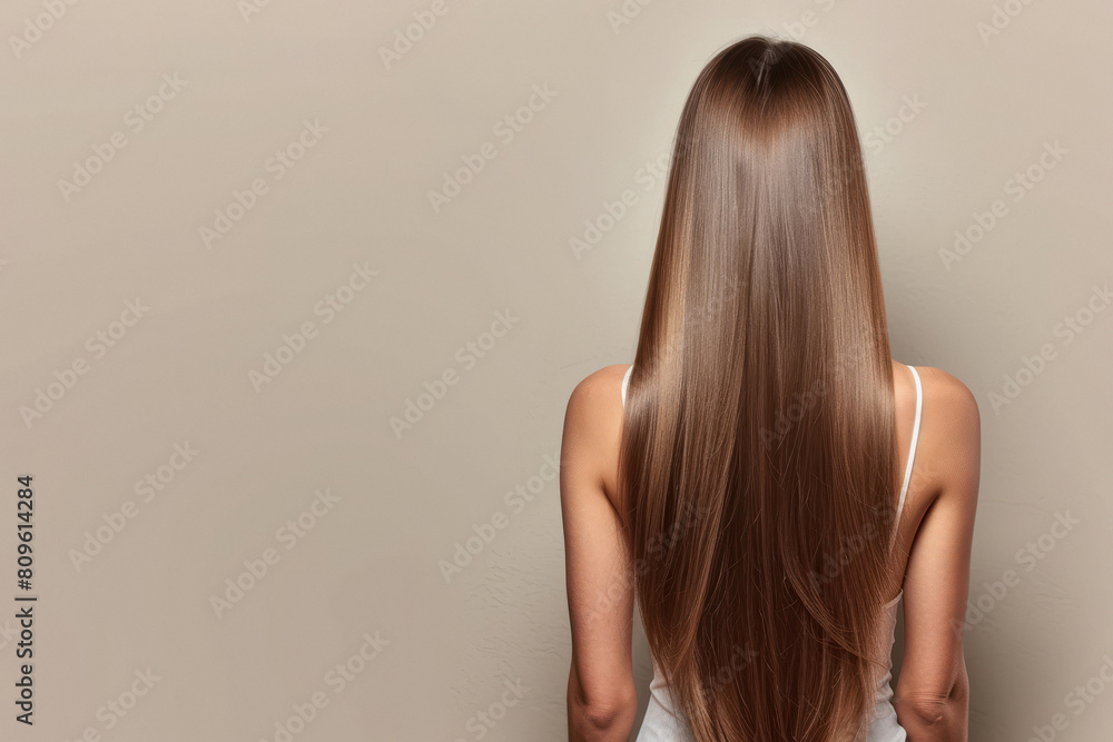 shiny brown and long hair of beautiful woman shiny brown and long hair of beautiful woman
