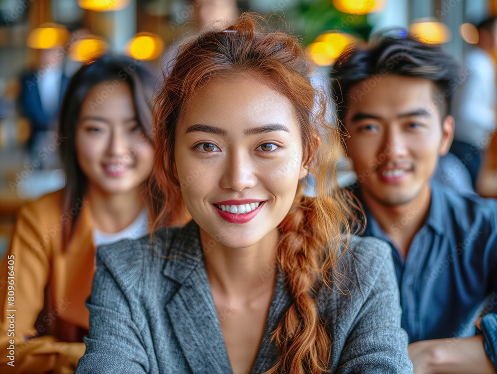 Portarit Asian confident woman with colleagues Portarit Asian confident woman with colleagues