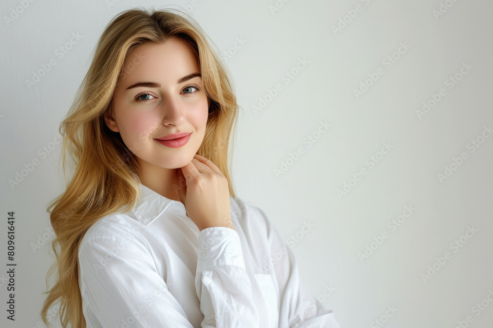 Young beautiful woman on white background Young beautiful woman on white background