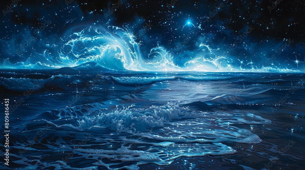 Bioluminescent Abyss A Captivating Underwater Cosmos of Glimmering Plankton and Starry Skies Bioluminescent Abyss A Captivating Underwater Cosmos of Glimmering Plankton and Starry Skies