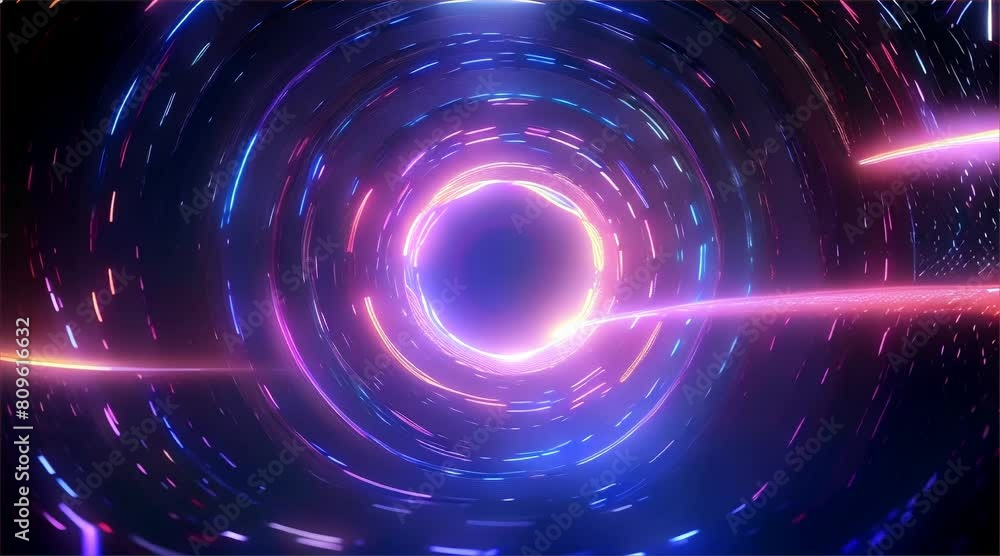 Abstract black hole background. Luminous swirling. Elegant glowing circle. Space tunnel motion.