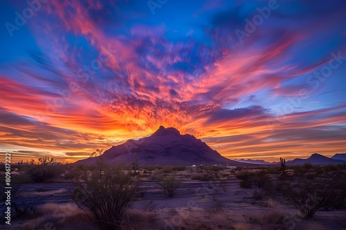 Desert sunset with mountain near Phoenix, Arizona, USA © Areesha