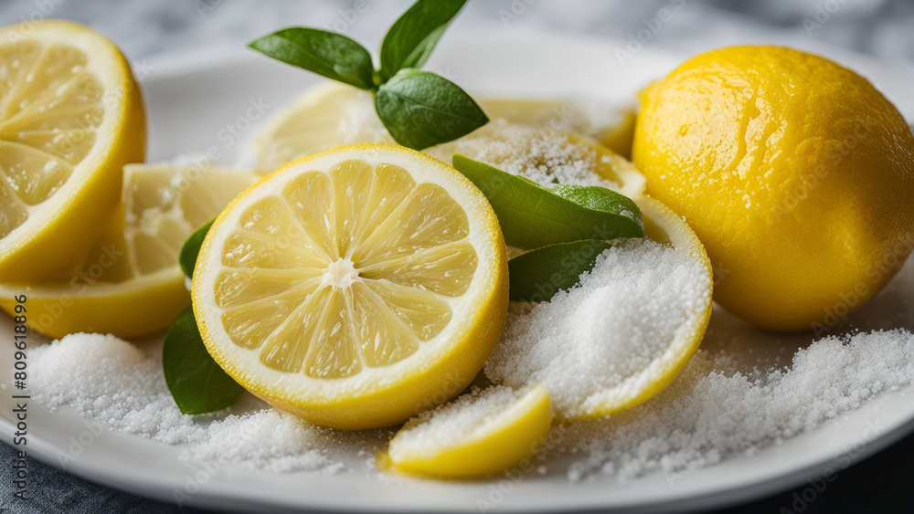 A lemon and salt advertising banner. A lemon and salt advertising banner.