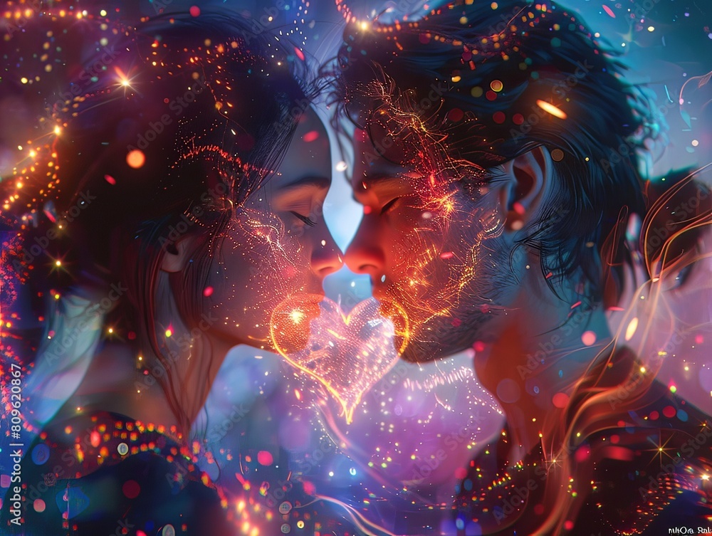 The Excitement of a First Kiss Captured in the Rapid Beating of Two Hearts Surrounded by a Swirl of Emotions The Excitement of a First Kiss Captured in the Rapid Beating of Two Hearts Surrounded by a Swirl of Emotions