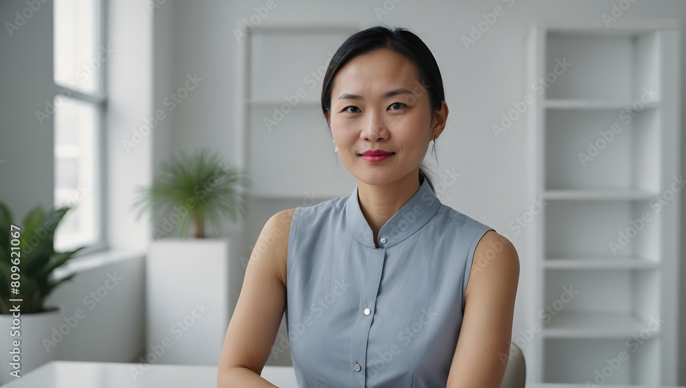 Asian woman marketing director in a white office Asian woman marketing director in a white office