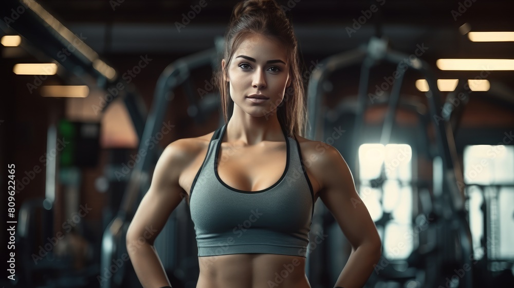 young woman in a gym looking at camera young woman in a gym looking at camera