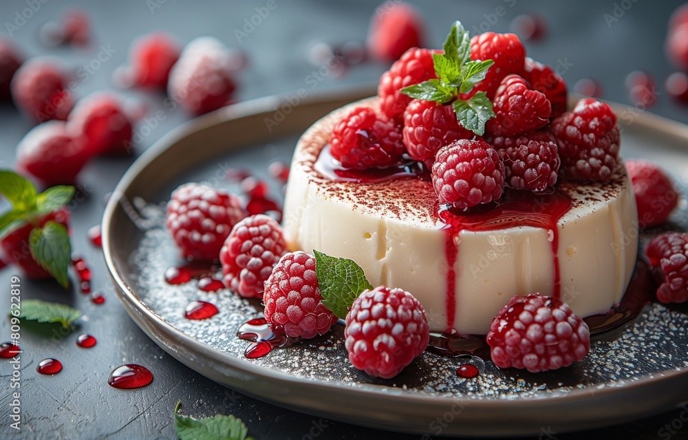 Indulge in a visual feast with a top-tier Panna Cotta presentation from a renowned restaurant Indulge in a visual feast with a top-tier Panna Cotta presentation from a renowned restaurant
