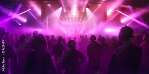 Wallpaper Mural A silhouetted crowd immersed in the vibrant purple lights and atmosphere of a live concert performance Torontodigital.ca