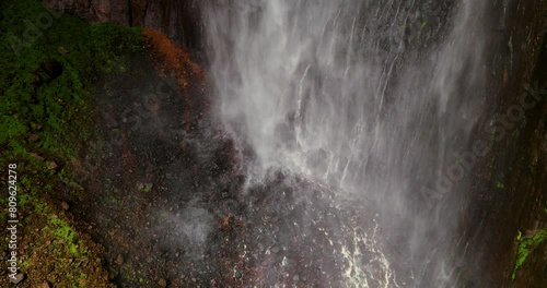 Water Splash On Rocks At The Bottom Of Angel Falls In Canaima National Park, Venezuela. - aerial shot photo