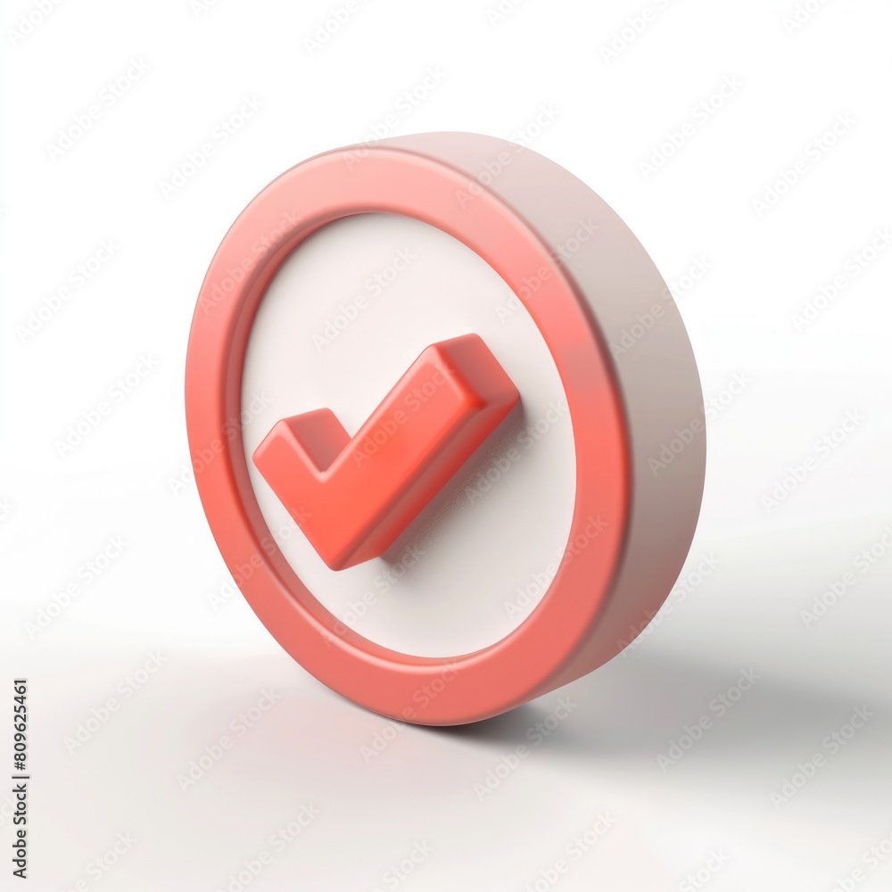 3D Check Mark Icon on White Surface. 3D Check Mark Icon on White Surface.