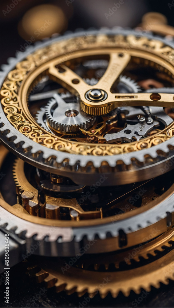 Intricate Mechanics, Close-Up View of Watch Gear Mechanism