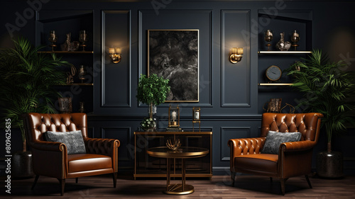 modern living room interior design, 3 d rendering. © Vahagn