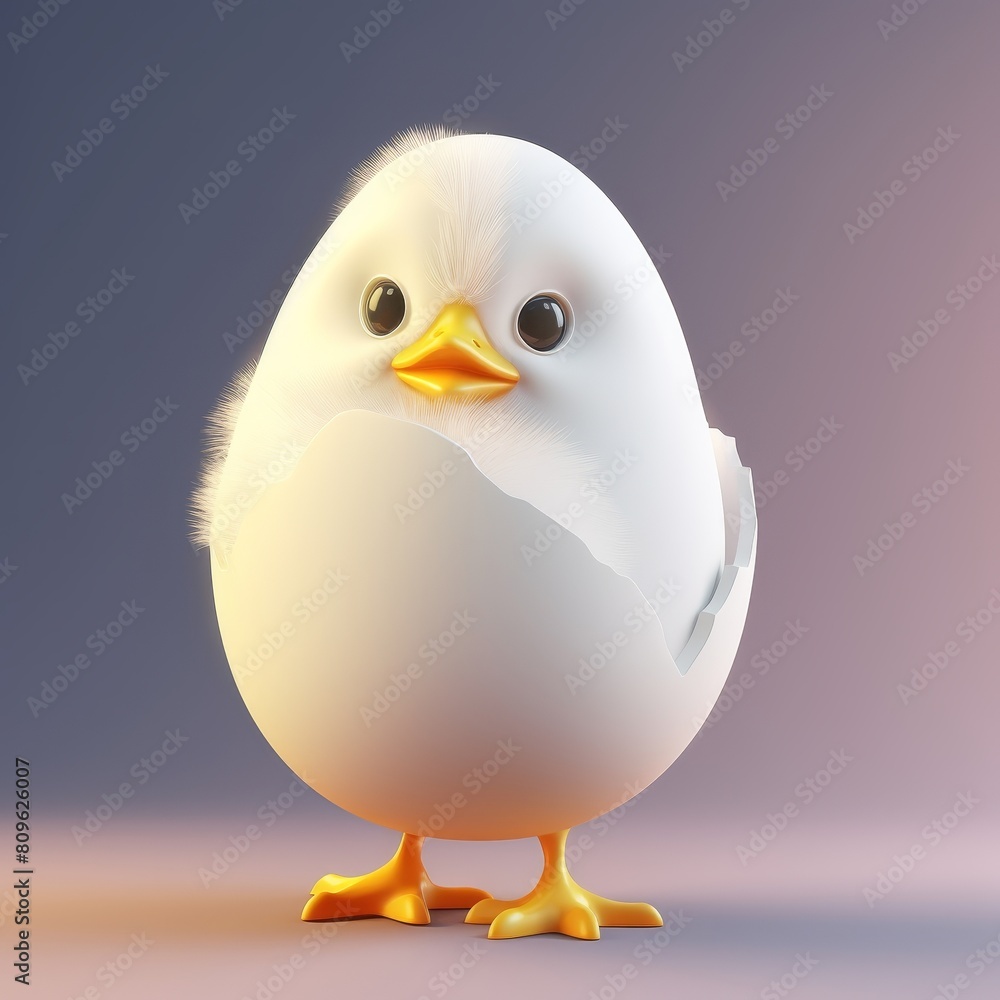 A cartoon bird with yellow feet stands on a grey background