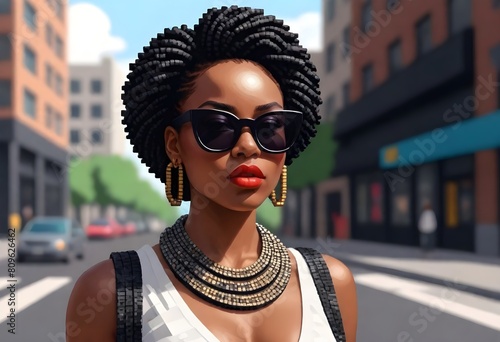 Pixel art fashionforward black woman posing in ove (1)