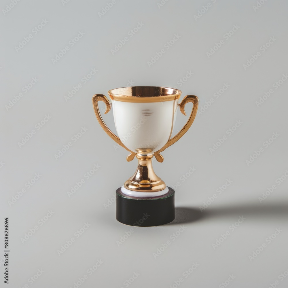 White and Golden Trophy Cup Isolated on Grey Background, photo. White and Golden Trophy Cup Isolated on Grey Background, photo.
