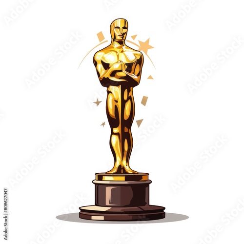 Academy Award Ceremony of golden oscar trophy icon or symbol.