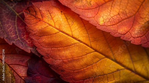 Macro detail of a colorful autumn leaf texture. Abstract background for design.