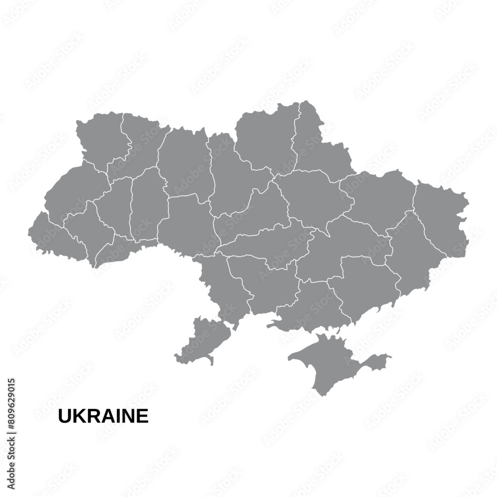 Vector illustration of Ukraine map in gray color. Background ...