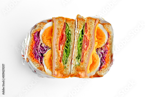 Healthy sandwich on white background