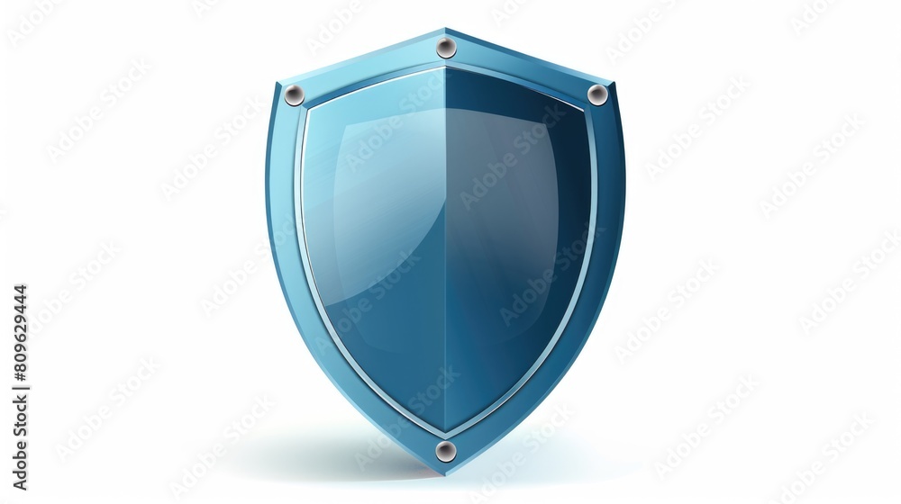 3D Security icon or Symbol of Shiny Blue Shield. 3D Security icon or Symbol of Shiny Blue Shield.
