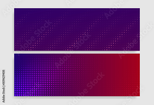 Blue-Red Geometric Wallpapers Halftone Banners