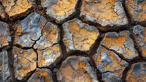 Cracked mud cracks in dry land near the town of Latacunga Chile. photo